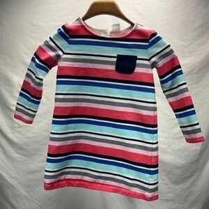 Gymboree Girls Striped Long Sleeve Dress Casual Rainbow Stripes Size 5-6
